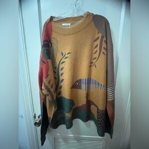 UVN Colorful Fish Pattern Oversized Sweater